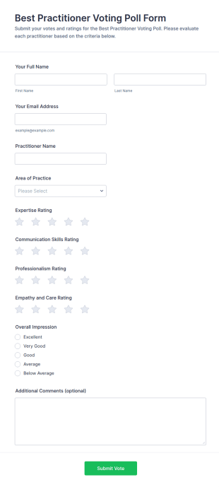 Best Practitioner Voting Poll Form Template