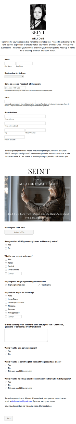 BEST Seint Color Match Form Template