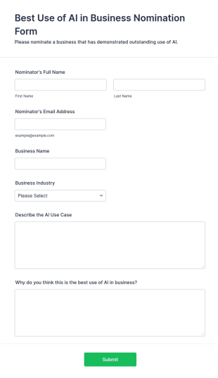 Best Use Of AI In Business Nomination Form Template