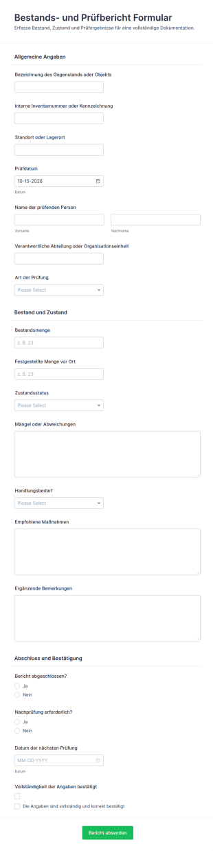 Bestands Und Prüfbericht