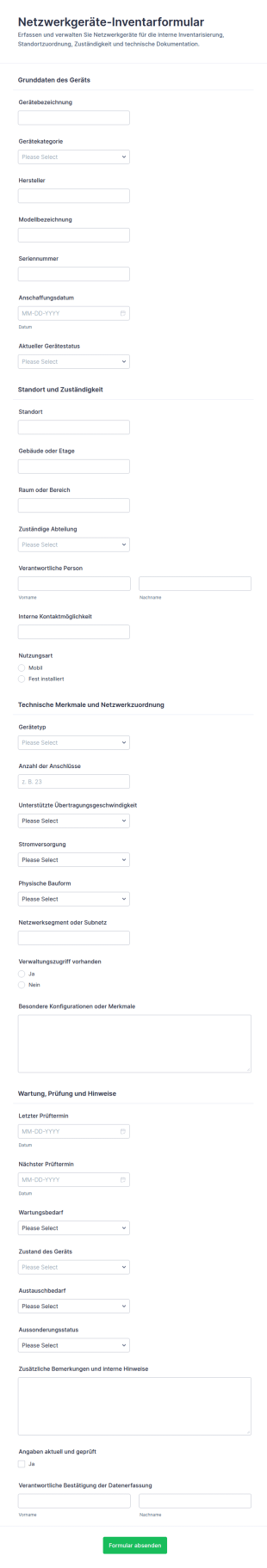 Bestandsaufnahme Für Netzwerkinfrastruktur Geräte