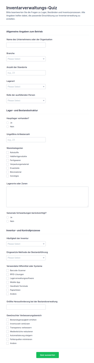 Bestandsmanagement Quiz