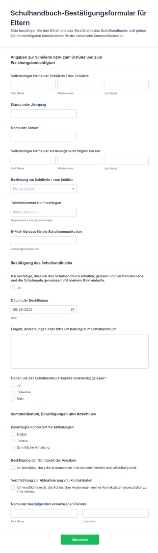 Bestätigung Des Schüler Eltern Handbuchs