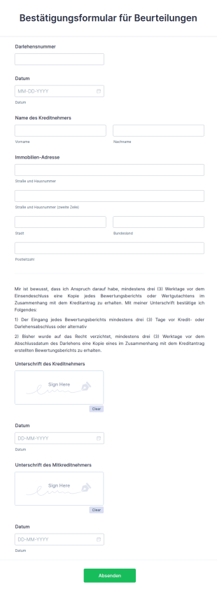 Bestätigungsformular Für Beurteilungen