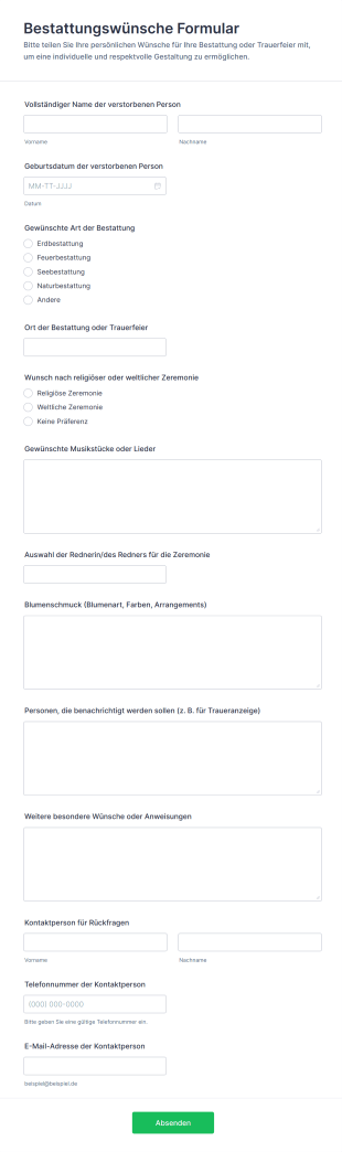 Bestattungswünsche Formular