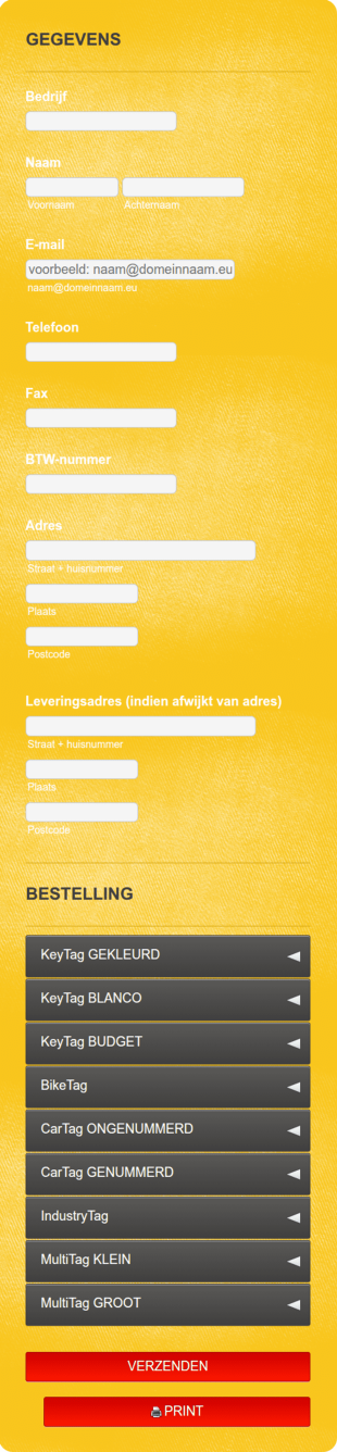 Bestelformulier