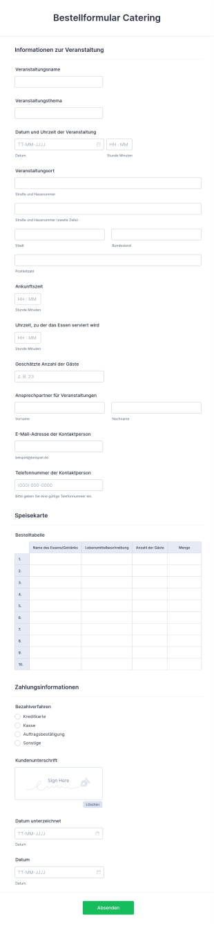 Bestellformular Catering