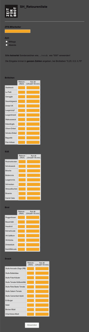 Bestellformular Für Bäckereien Form Template