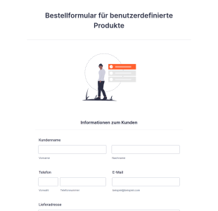 Bestellformular Für Benutzerdefinierte Produkte Vorlage