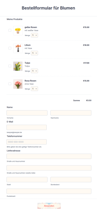 Bestellformular Für Blumen