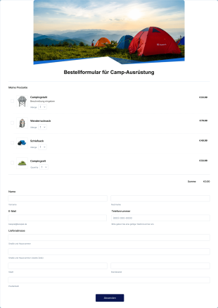 Bestellformular Für Camp Ausrüstung Form Template