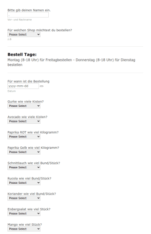 Bestellformular Für Gemüse 2