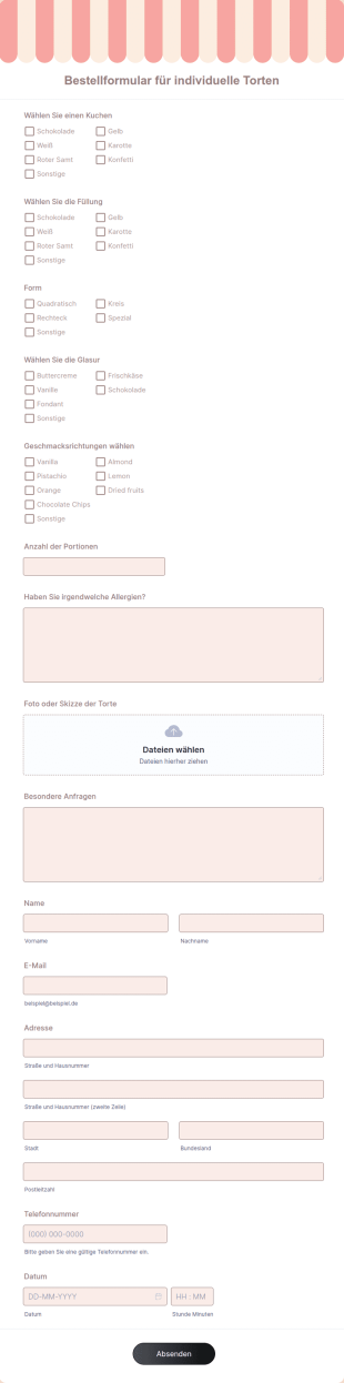 Bestellformular Für Individuelle Torten