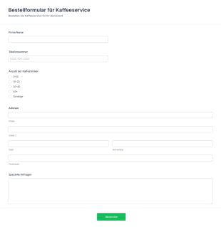 Bestellformular Für Kaffeeservice