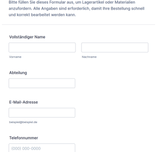 Bestellformular Für Lagerartikel