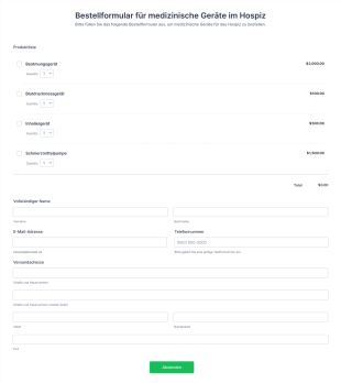 Bestellformular Für Medizinische Geräte Im Hospiz Form Template
