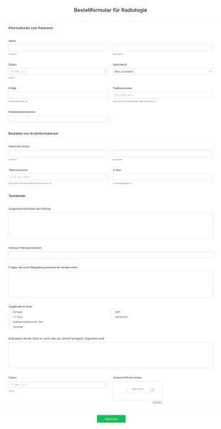 Bestellformular Für Radiologie Form Template