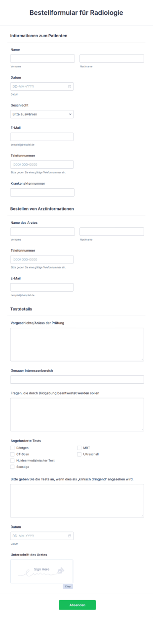 Bestellformular Für Radiologie