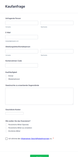 Bestellformular Vorlage