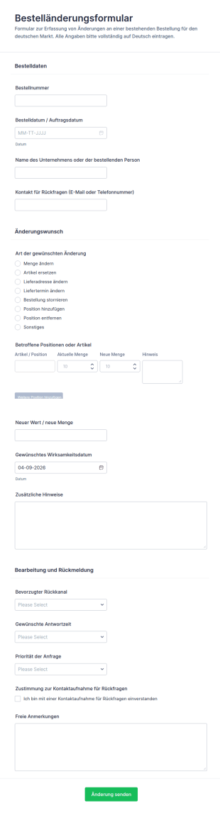 Bestellüberarbeitungsformular 📄