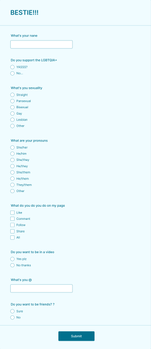 Bestie!!! Form Template