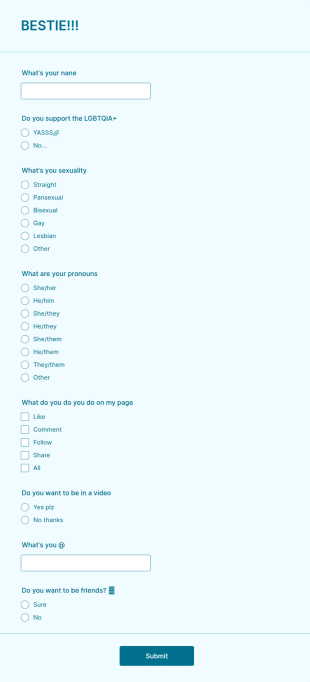 Bestie!!! Form Template
