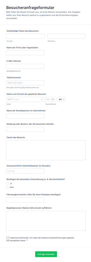 Besucheranfrageformular