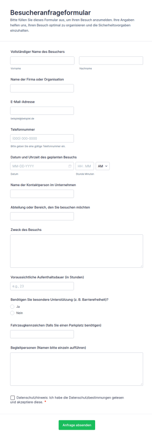 Besucheranfrageformular