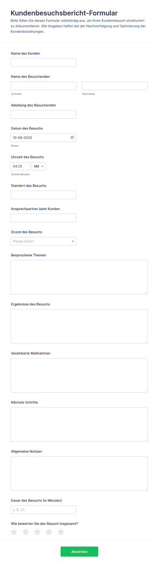 Besuchsbericht Formular