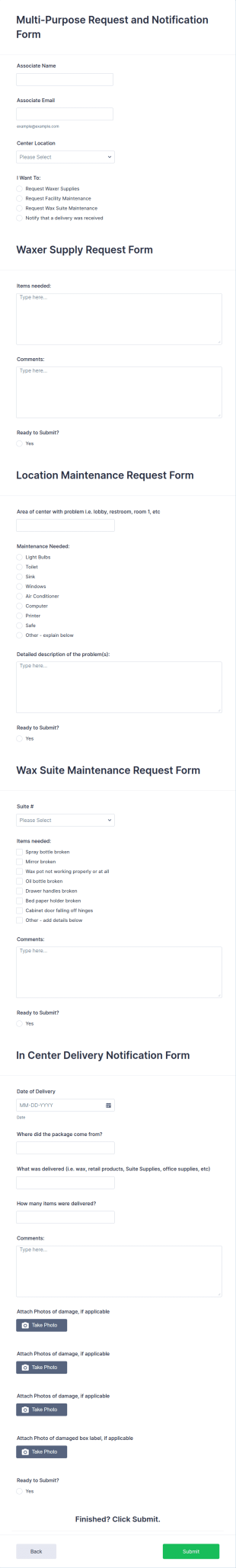 Multi Purpose Request And Notification Form Template