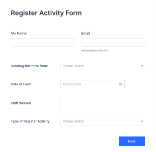 Register Activity Form Template