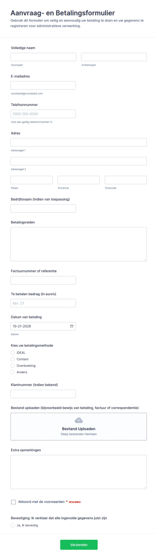 Betalingsaanvraag Form