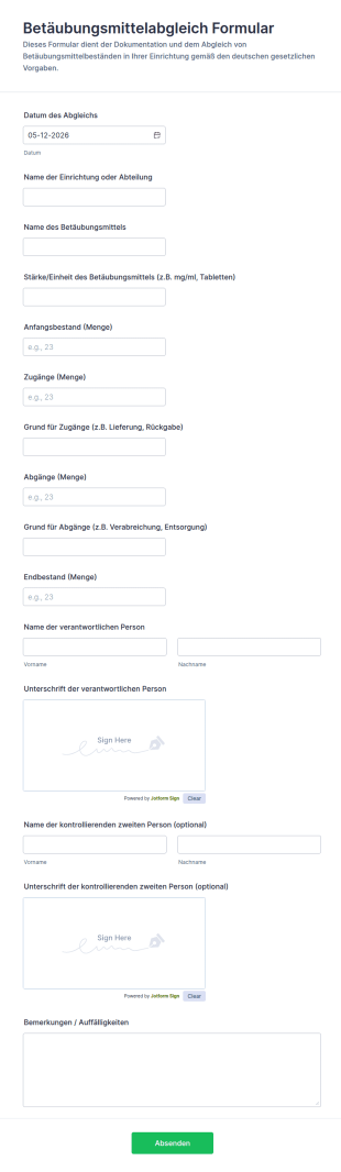 Betäubungsmittelabgleich Formular