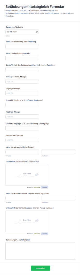 Betäubungsmittelabgleich Formular