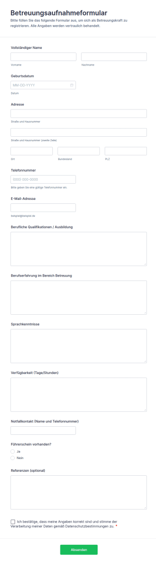 Betreuungsaufnahmeformular