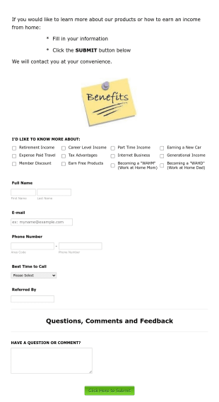 Better Health With Nutrition Learn More Form Template