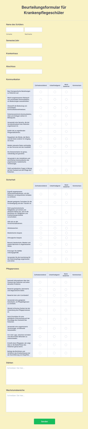 Beurteilungsformular Für Krankenpflegeschüler