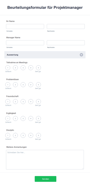 Beurteilungsformular Für Projektmanager