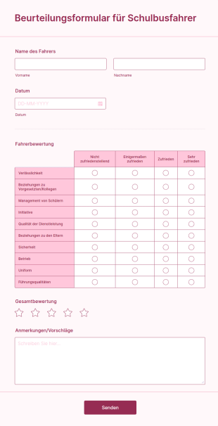 Beurteilungsformular Für Schulbusfahrer