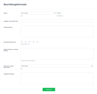 Beurteilungsformular Form Template