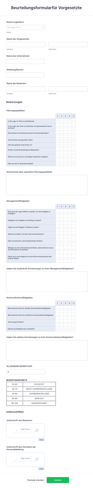 Beurteilungsformularfür Vorgesetzte