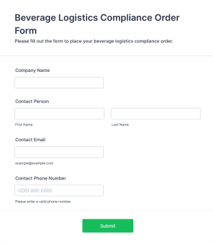 Beverage Logistics Compliance Order Form Template
