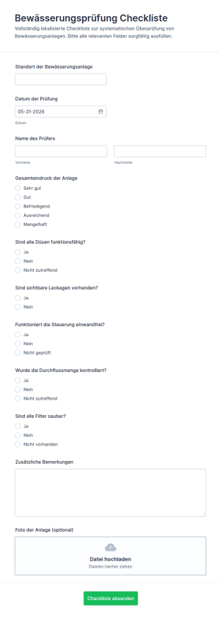 Bewässerungsprüfung Umfrage