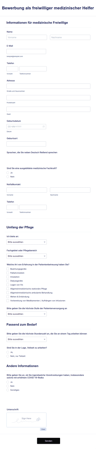 Bewerbung Als Freiwilliger Medizinischer Helfer