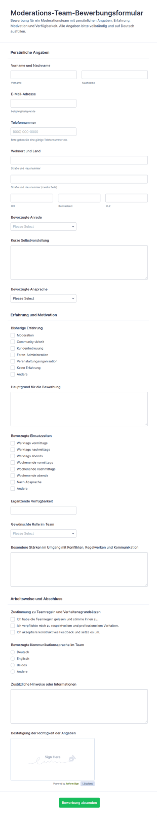 Bewerbung Für Das Moderationsteam