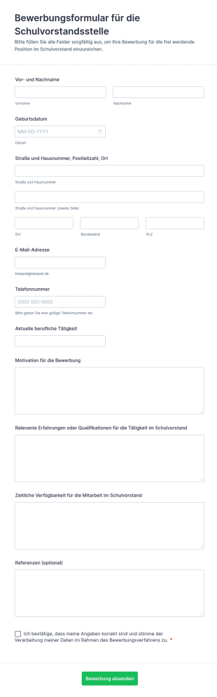 Bewerbung Für Den Schulvorstand Form