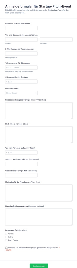 Bewerbung Für Ein Startup Pitch Event