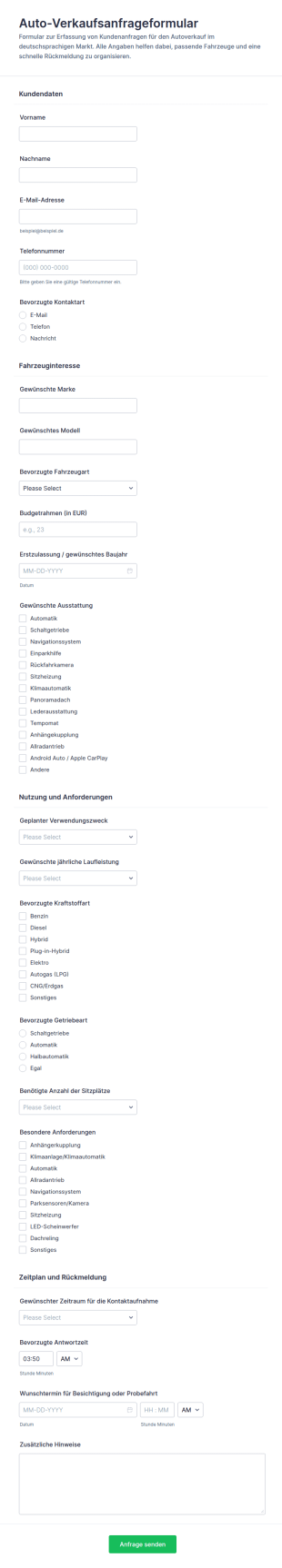 Bewerbung Für Einen Autokauf Kunden