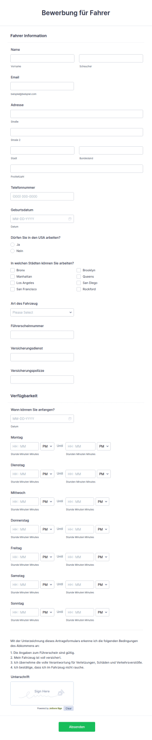 Bewerbung Für Fahrer