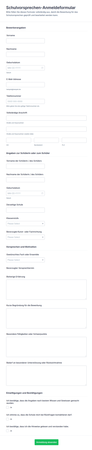 Bewerbung Für Schulvorsingen